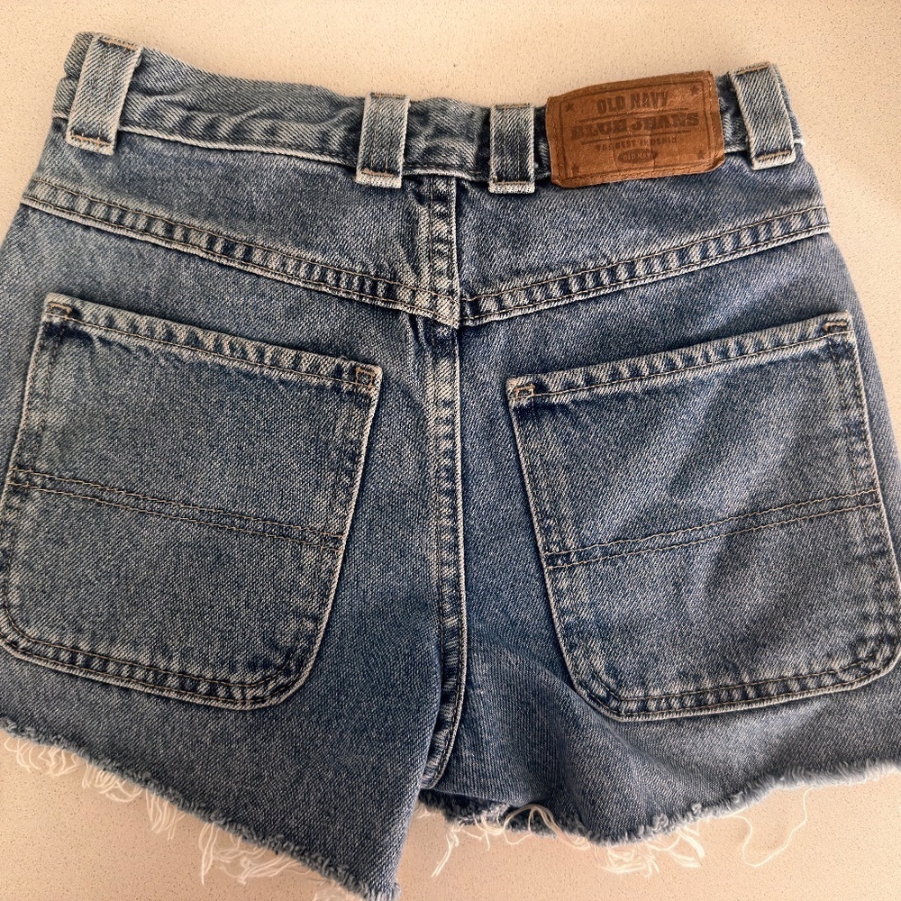 LF ripped denim short shorts with bedazzle on front - Picture 7 of 8